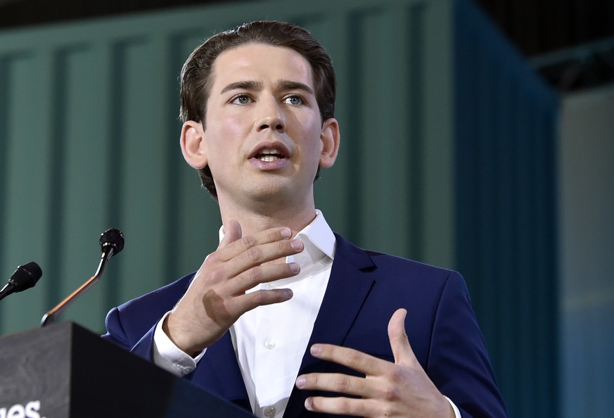 Sebastian Kurz, anl. seiner Wahl von Kurz zum Bundesparteiobmann der OEVP im Rahmen eines Bundesparteitages der OEVP, am Samstag, 01. Juli 2017, in Linz. (KEYSTONE/APA/Hans Punz)