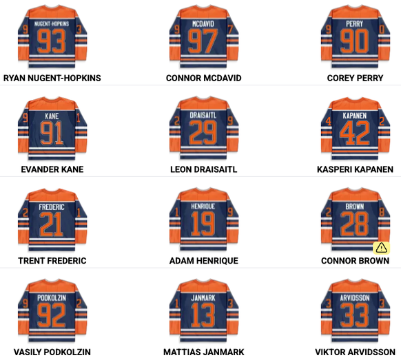 NHL Stanley-Cup-Final: Die aktuellen Sturmlinien der Edmonton Oilers.