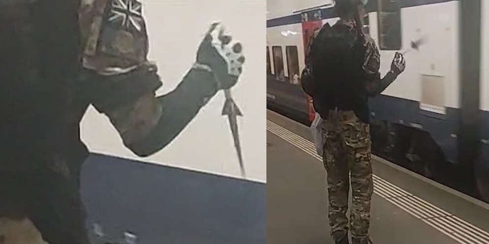 Am Sonntagabend filmte eine Reporterin einen Mann, der in einem Ninja-Outfit mit einem Messer am Bahnhof Oerlikon hantierte. Ob die Waffe echt war, blieb unklar.