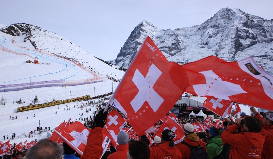 Lauberhornrennen Skirennen am Lauberhorn vor der Kulisse von Eiger und M