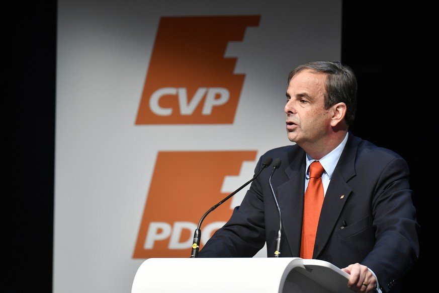 Rede von CVP - Parteipraesident Gerhard Pfister an der Delegiertenversammlung der CVP in Zuerich am Samstag, 26. Januar 2019. (KEYSTONE/Walter Bieri)