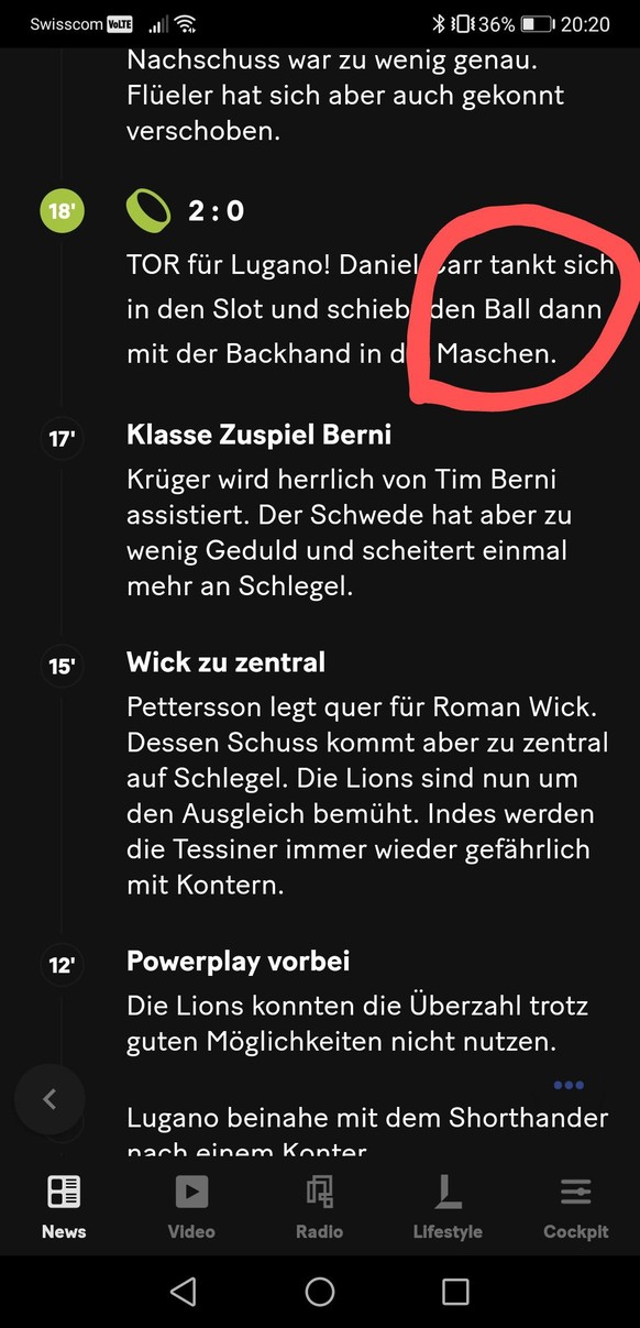 Neuzugang Carr doppelt fÃ¼r Lugano nach â Fribourg geht gegen Rappi in FÃ¼hrung
Bei 20 Minuten ist ja ein richtiger Hockeyexperte am Ticker ð