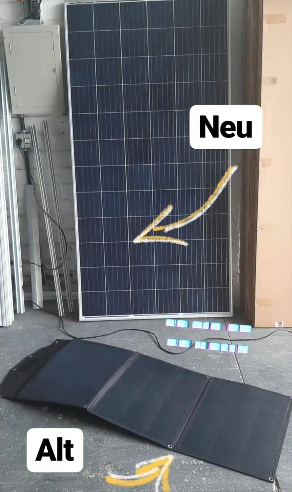 Das alte und neue Solarpanel. Das alte lieferte zu wenig Energie.