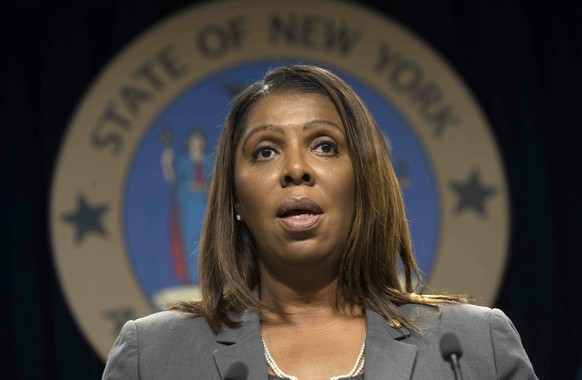 FILE - In this Tuesday, June 11, 2019, file photo, New York Attorney General Letitia James speaks during a news conference, in New York. James has sent cease-and-desist letters to two companies that a ...