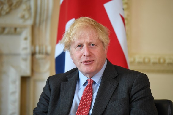 epa09298942 Britain&#039;s Prime Minister Boris Johnson speaks during a bilateral meeting with Libya&#039;s interim prime minister Abdul Hamid Mohammed Dbeibah at number 10 Downing Street in London, B ...