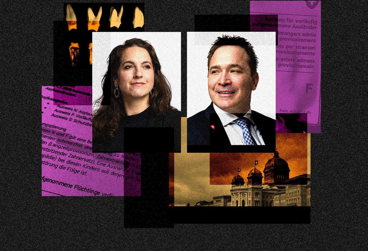 «Es gibt grosse Löcher in der Sozialzahnmedizin» – das sagt die Politik zum
Zähne-Ziehen bei Geflüchteten. Photomontage zeigt Nationalrat Michael Graber (SVP) und Nationalrätin Nina Schläfli (SP) vor  ...