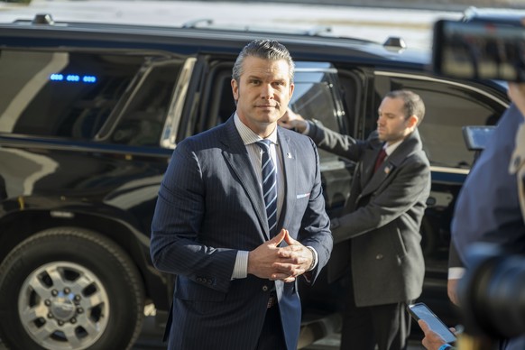 Defense Secretary Pete Hegseth arrives at the Pentagon, Monday, Jan. 27, 2025 in Washington. (AP Photo/Kevin Wolf)
Pete Hegseth