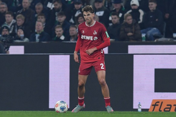 Fu�ball 1. Bundesliga 10. Spieltag Borussia M�nchengladbach - 1. FC K�ln am 08.11.2025 im Borussia-Park in M�nchengladbach Joel Schmied K�ln DFL regulations prohibit any use of photographs as image se ...