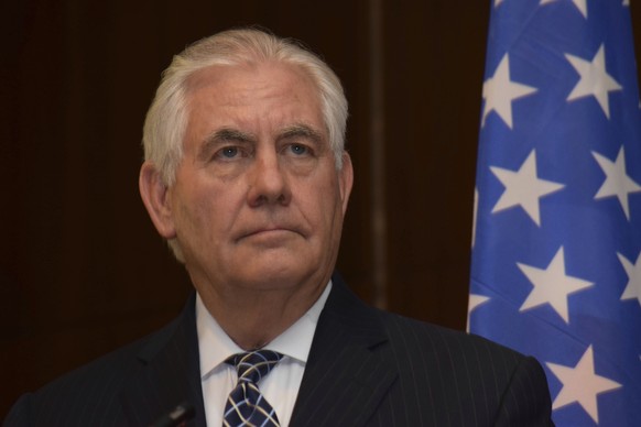 U.S. Secretary of State Rex Tillerson listens to a question during a media conference at the Presidential Villa in Abuja, Nigeria, Monday March 12, 2018. (AP Photo/Azeez Akunleyen)