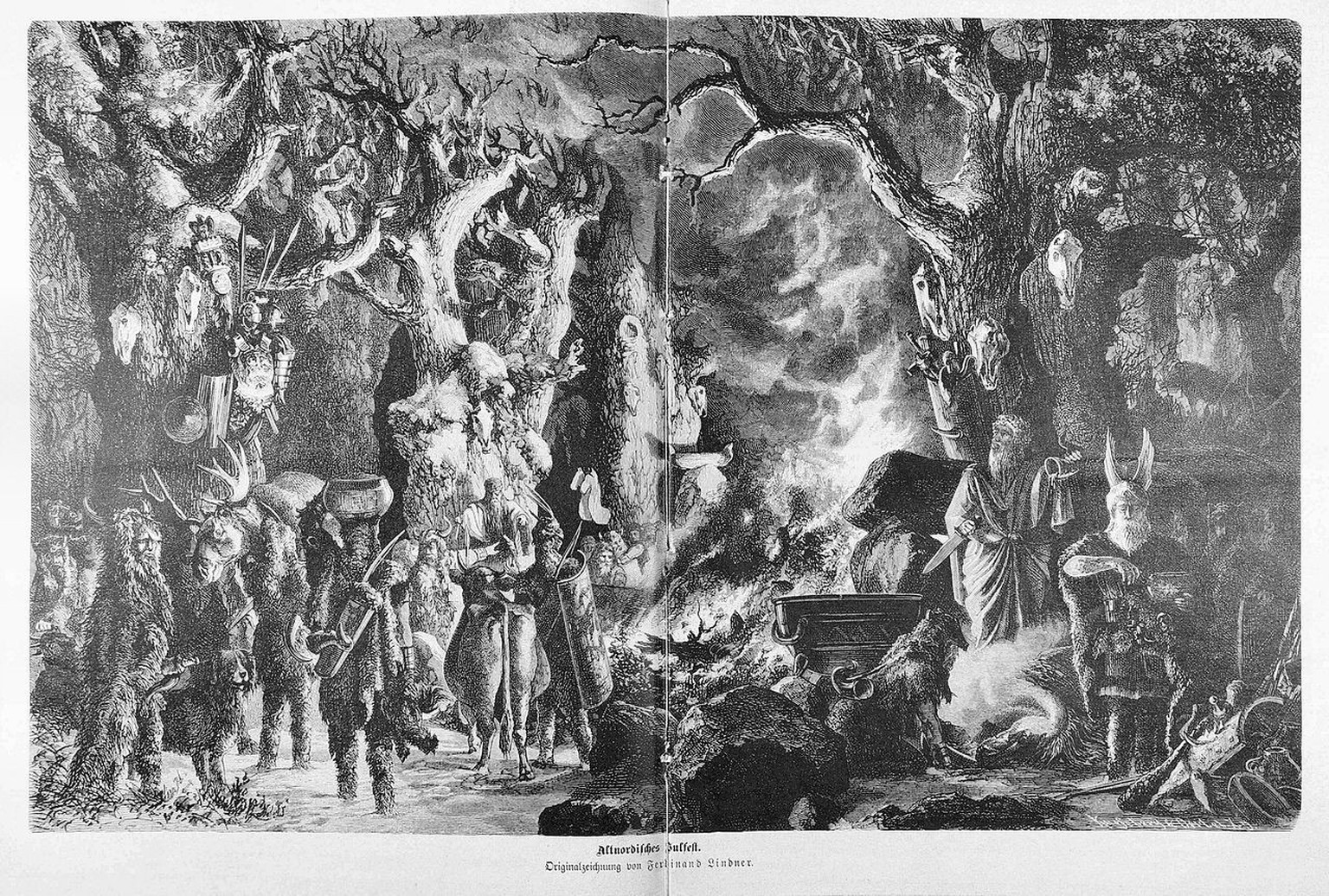 Illustration eines altnordischen Julfests. 
https://en.wikipedia.org/wiki/Yule#/media/File:Die_Gartenlaube_(1880)_b_856.jpg