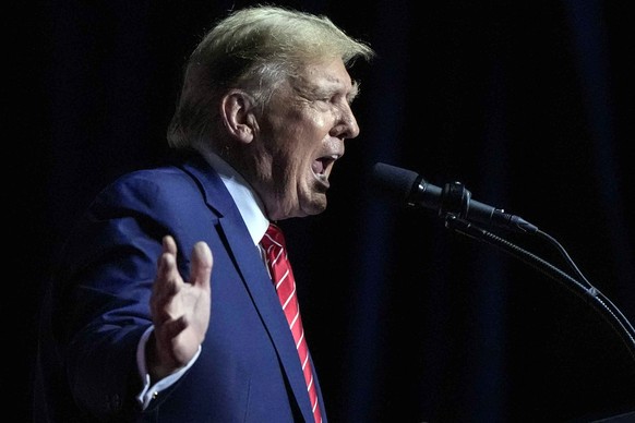 Republican presidential candidate former President Donald Trump speaks at a campaign rally Saturday, March 9, 2024, in Rome Ga. (AP Photo/Mike Stewart)