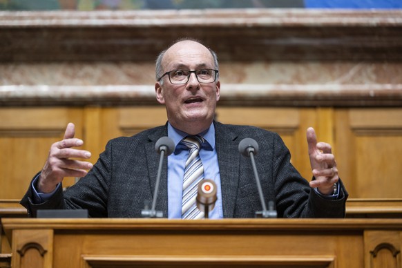 Markus Ritter, Mitte-SG, referiert ueber die Agrarpolitik, an der Fruehjahrssession der Eidgenoessischen Raete, am Mittwoch, 8. Maerz 2023 im Nationalrat in Bern. (KEYSTONE/Alessandro della Valle)