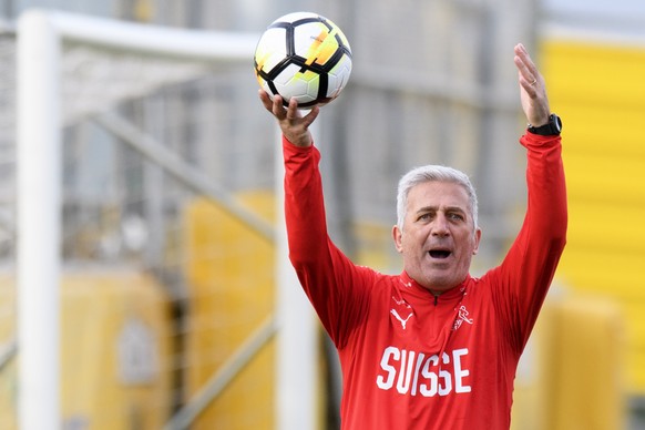 Swiss national team head coach Vladimir Petkovic during a training session at the AEK FC Training Center, in Athens, Greece, Wednesday, March 21, 2018. Switzerland will face Greece in Athens on March  ...