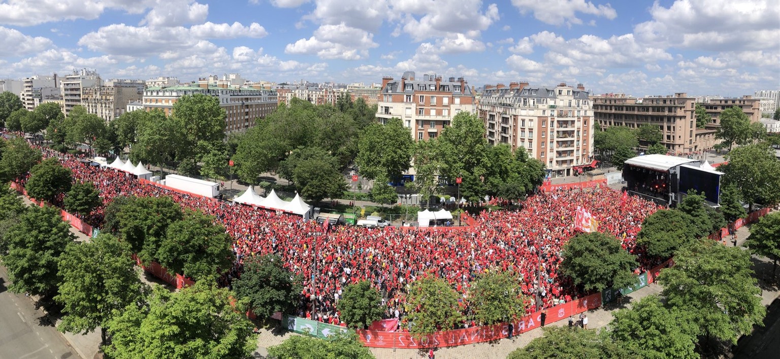 Die Liverpooler Fanzone am Samstagnachmittag von oben.