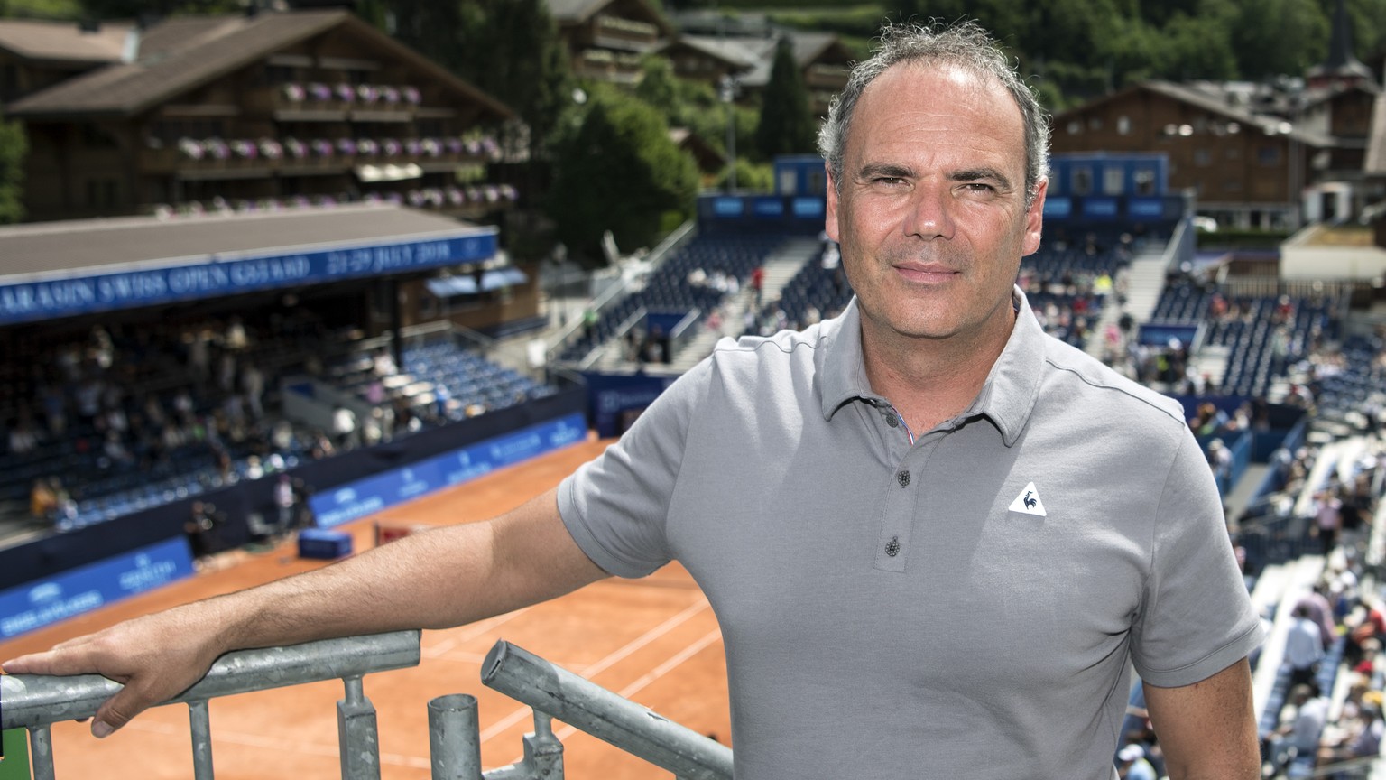 Jeff Collet, tournament director poses at the Swiss Open tennis tournament in Gstaad, Switzerland, Friday, July 28, 2017. (KEYSTONE/Peter Schneider)