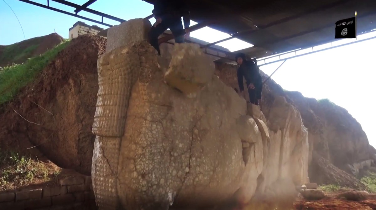 Zerstörung von Kulturgütern in Mosul.