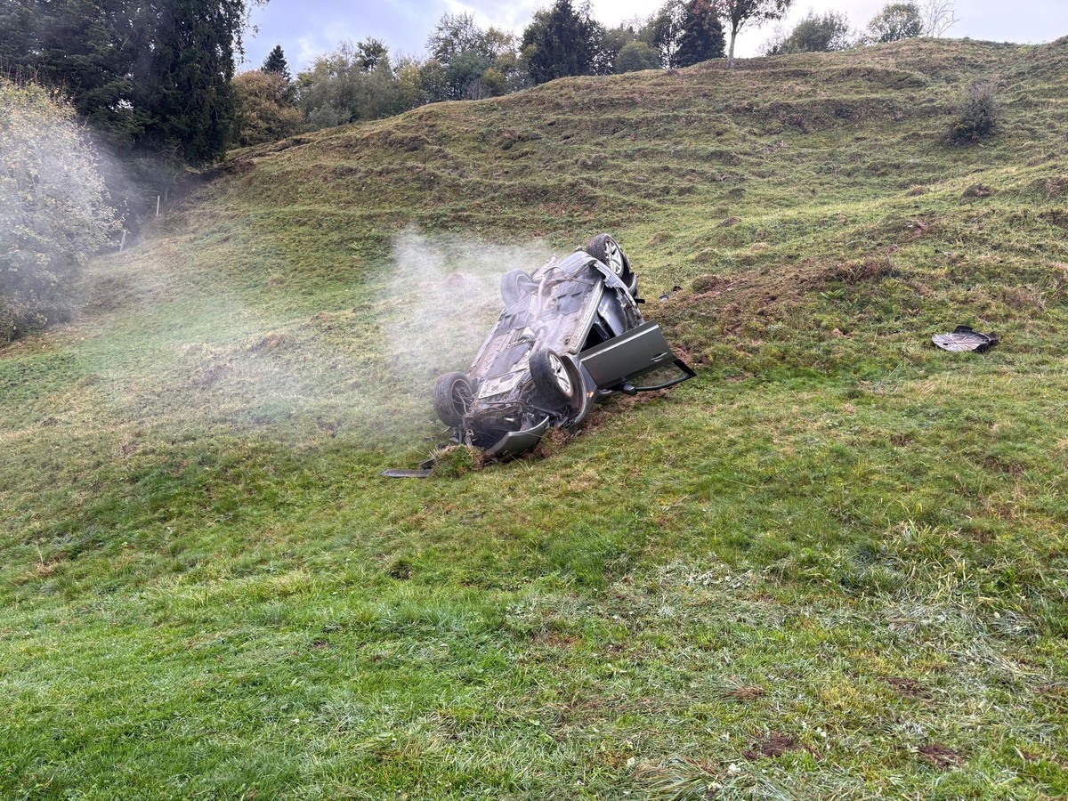 Am Mittwoch hat sich ein Mann mit seinem Auto überschlagen.