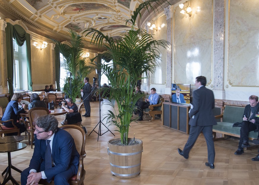 Die Wandelhalle des Bundeshauses ist der Tummelplatz der Lobbyisten. Hier haben sie direkten Zugang zu den gesetzgebenden Parlamentariern.&nbsp;