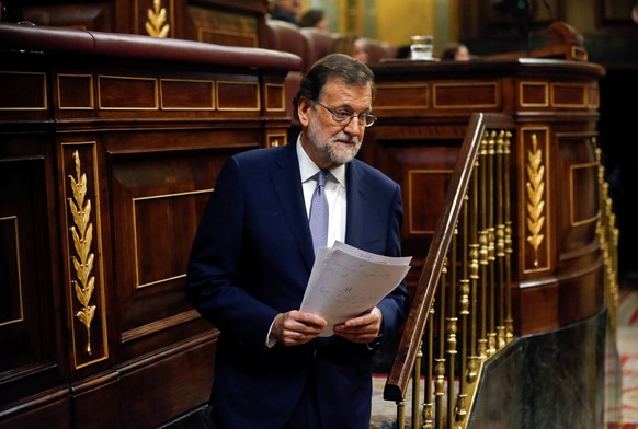 Spain&#039;s acting Prime Minister and People&#039;s Party (PP) leader Mariano Rajoy attends an investiture debate at parliament in Madrid, Spain August 31, 2016. REUTERS/Andrea Comas