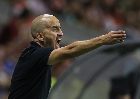 epa11538330 Braga&#039;s head coach Daniel Sousa reacts during their UEFA Europa League 3rd pre qualifying first round soccer match, at Braga Municipal stadium, in Braga, Portugal, 08 August 2024. EPA ...
