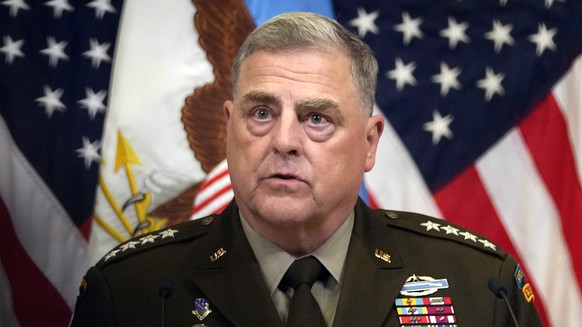 FILE - Chairman of the Joint Chiefs of Staff U.S. General Mark Milley addresses the media during a meeting of NATO defense ministers, at NATO headquarters in Brussels, June 15, 2023. In Quotes of the  ...