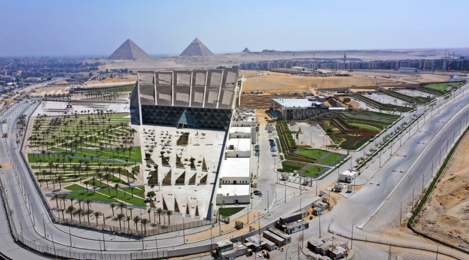 Exterior of the Grand Egyptian Museum.