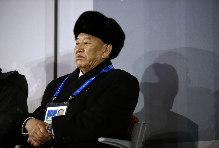 Kim Yong Chol, vice chairman of North Korea&#039;s ruling Workers&#039; Party Central Committee, watches the closing ceremony of the 2018 Winter Olympics in Pyeongchang, South Korea, Sunday, Feb. 25,  ...