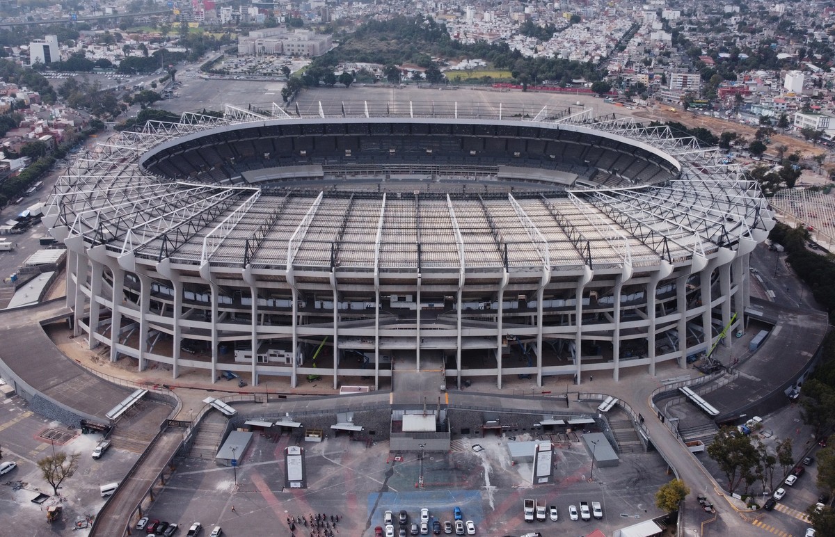 The Azteca Stadium, which will host the opening game of the 2026 FIFA World Cup, sits in Mexico City during renovations, Tuesday, Nov. 18, 2025. (AP Photo/Eduardo Verdugo)
Mexico Azteca Stadium