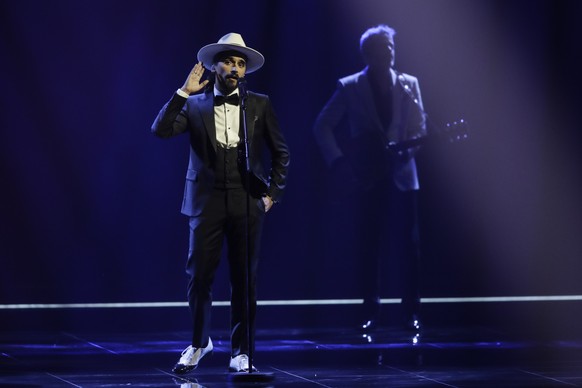 The Black Mamba from Portugal perform at the second semi-final of the Eurovision Song Contest at Ahoy arena in Rotterdam, Netherlands, Thursday, May 20, 2021.(AP Photo/Peter Dejong)
The Black Mamba