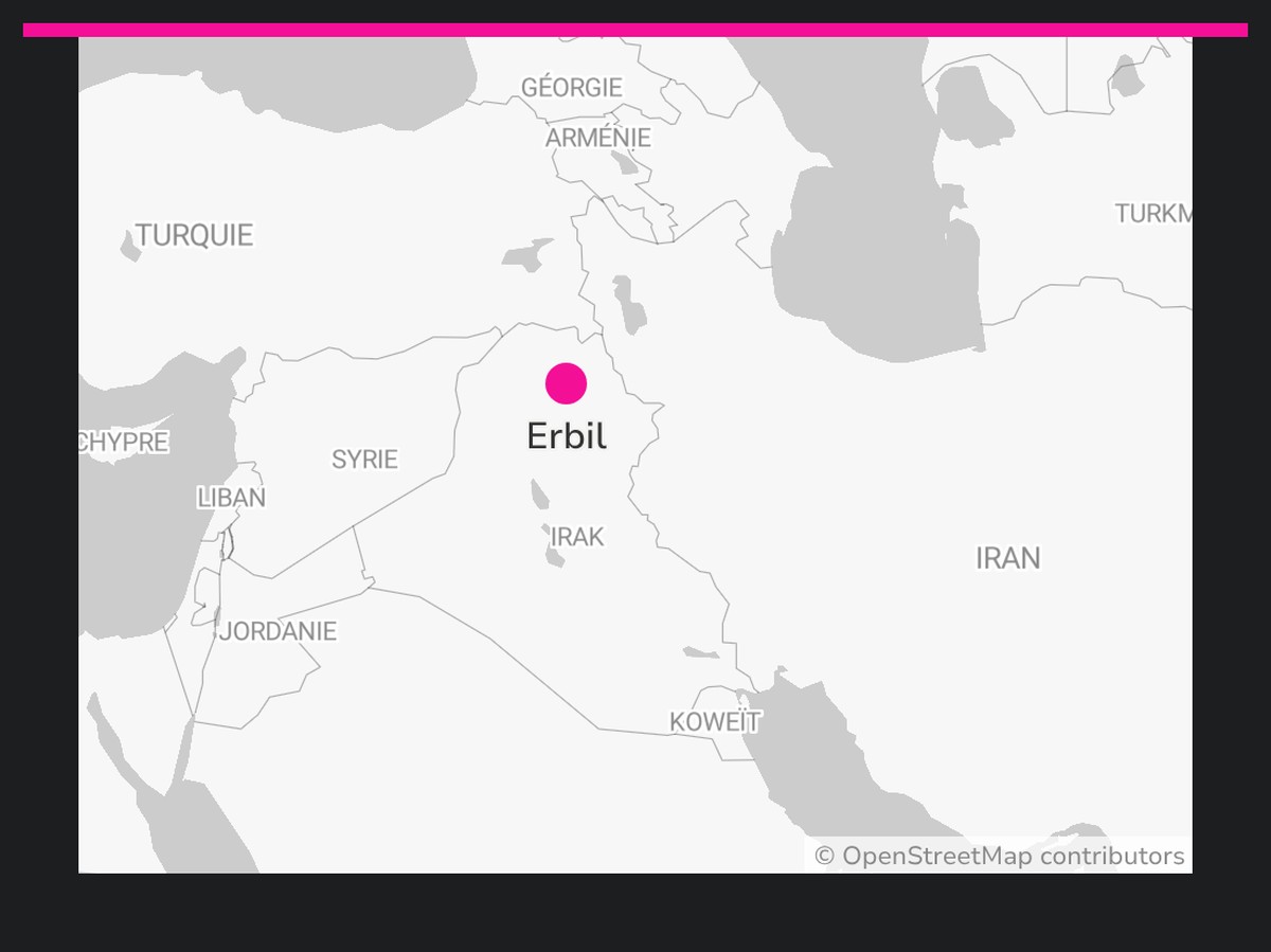 Emplacement de la ville d’Erbil, dans le nord de l’Irak, au Kurdistan irakien.