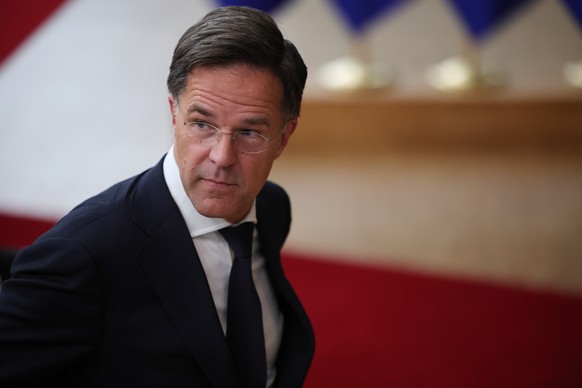 epa11417959 Dutch Prime MinisterMark Rutte arrives at a European People?s Party (EPP) leaders meeting in Brussels, Belgium, 17 June 2024. EU leaders gather in Brussels following the European Parliamen ...