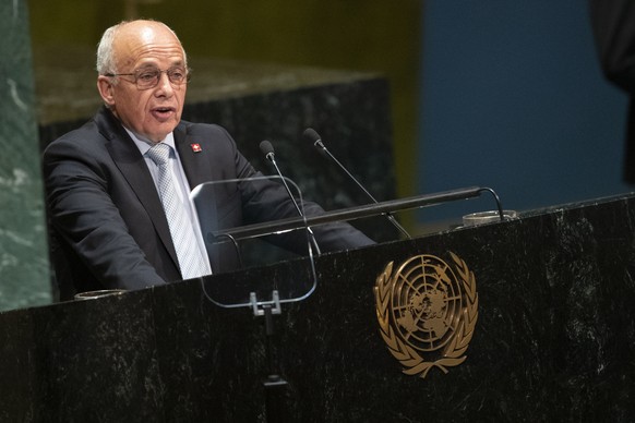 Switzerland&#039;s President Ueli Maurer addresses the 74th session of the United Nations General Assembly at U.N. headquarters Tuesday, Sept. 24, 2019. (AP Photo/Mary Altaffer)
Ueli Maurer