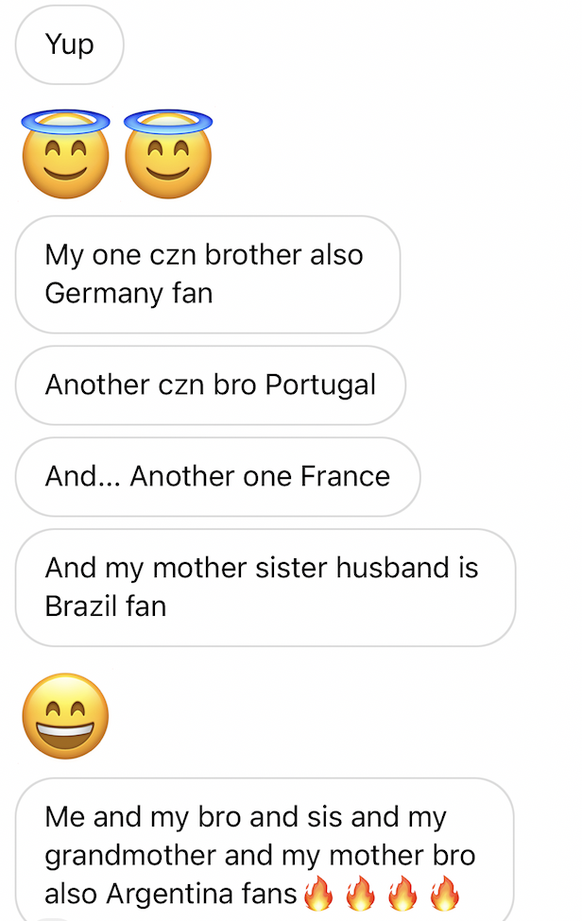 Auszug der Unterhaltung mit einem indischen Herzblut-Messi-Fan.