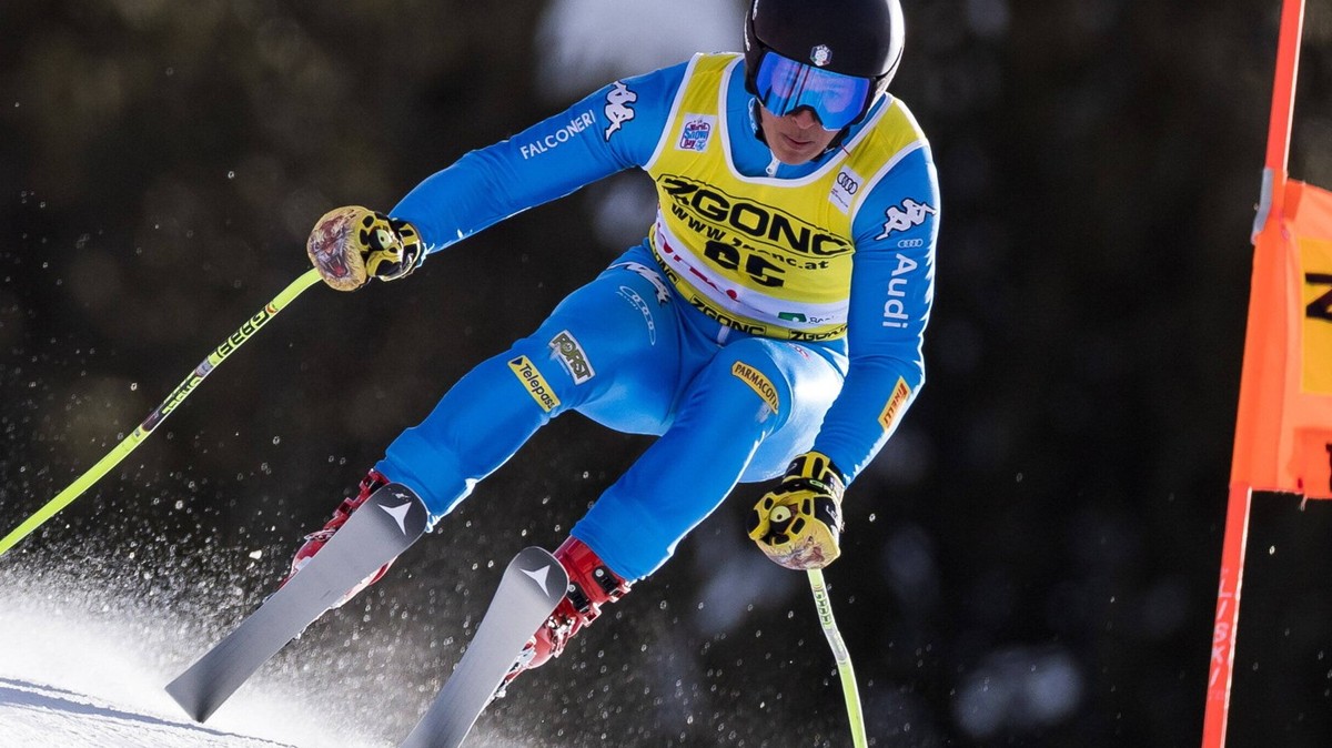 26.12.2021, Stelvio, Bormio, ITA, FIS Weltcup Ski Alpin, Abfahrt, Herren, 1. Training, im Bild Matteo Franzoso ITA // Matteo Franzoso of Italy during the 1st training for the men s Downhill Race of FI ...