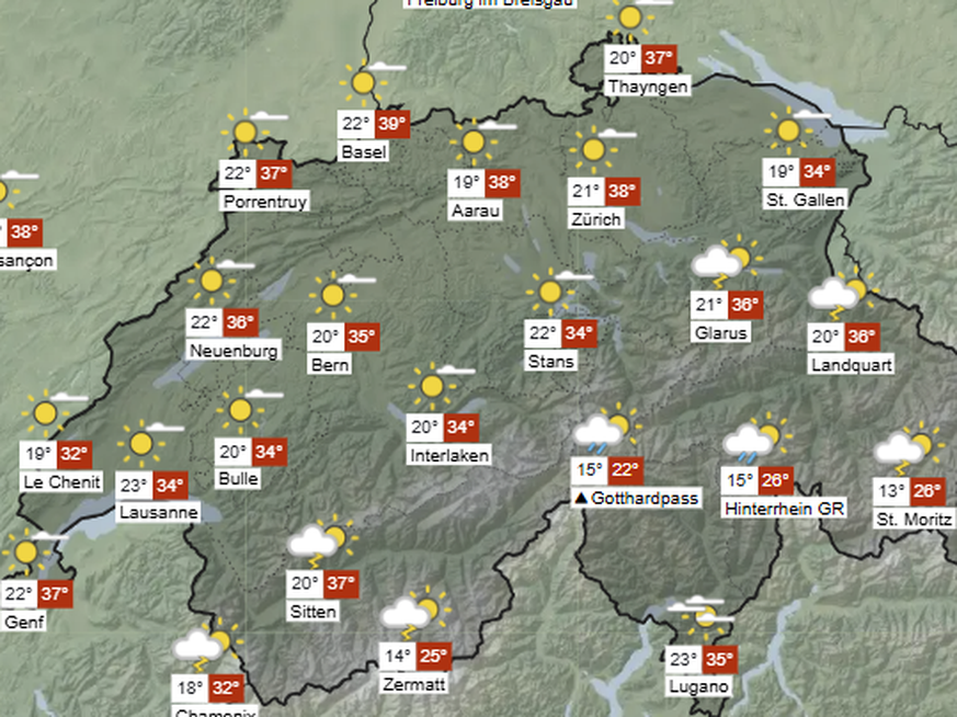 Wetter für Samstag in der Schweiz