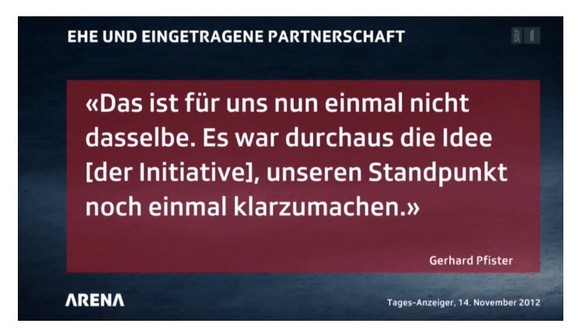 So, jetzt die CVP: 7 GrÃ¼nde weshalb Â«die Abschaffung der HeiratsstrafeÂ» eine gute Idee ist
&quot;geltenden Recht&quot; - Nein! In der Verfassung wird bis heute nichts definiert, bloss die Rechtsspr ...