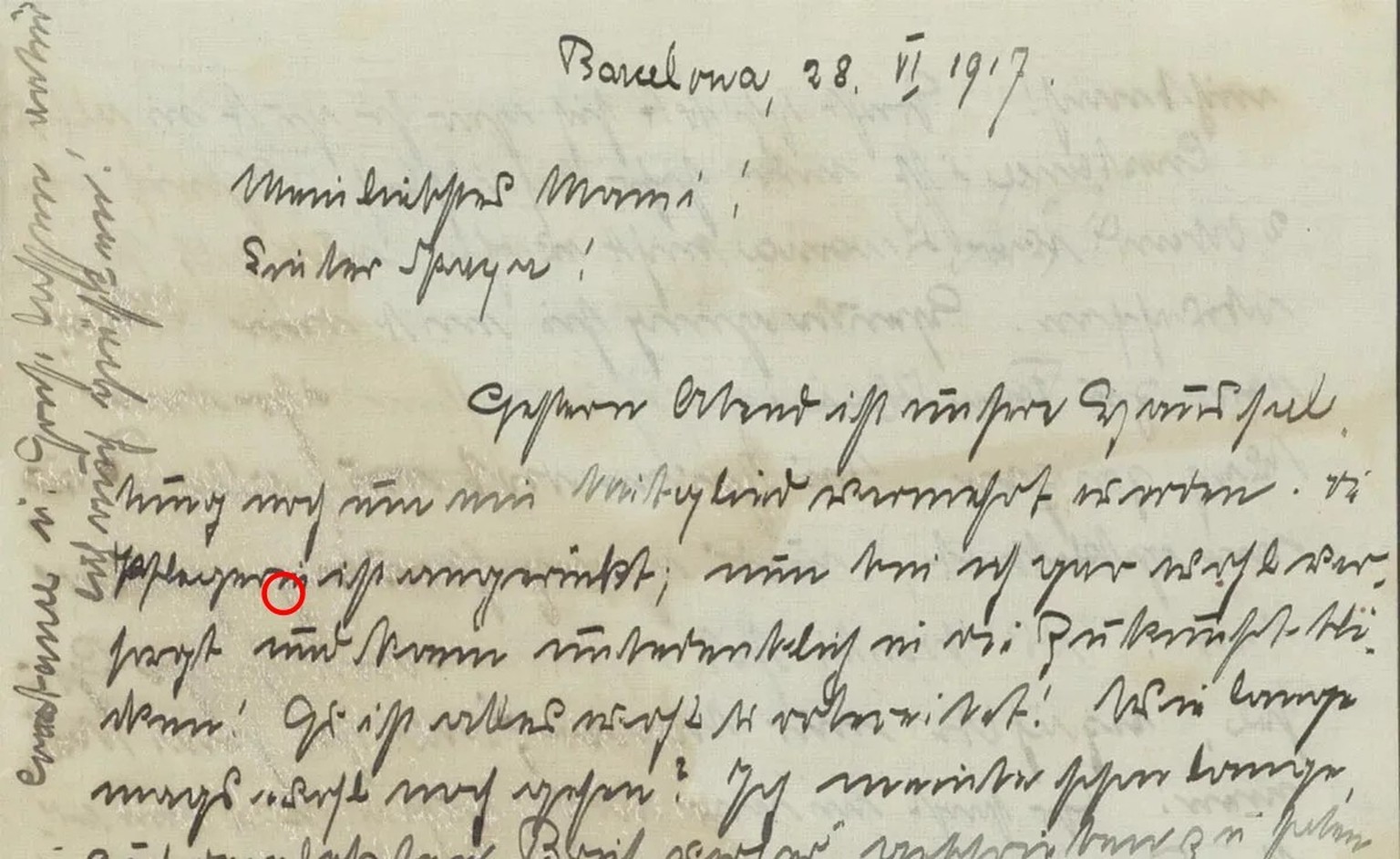 Brief aus der Zeit des Ersten Weltkriegs mit Spuren einer chemischen Postkontrolle.
https://katalog.burgerbib.ch/detail.aspx?ID=546407