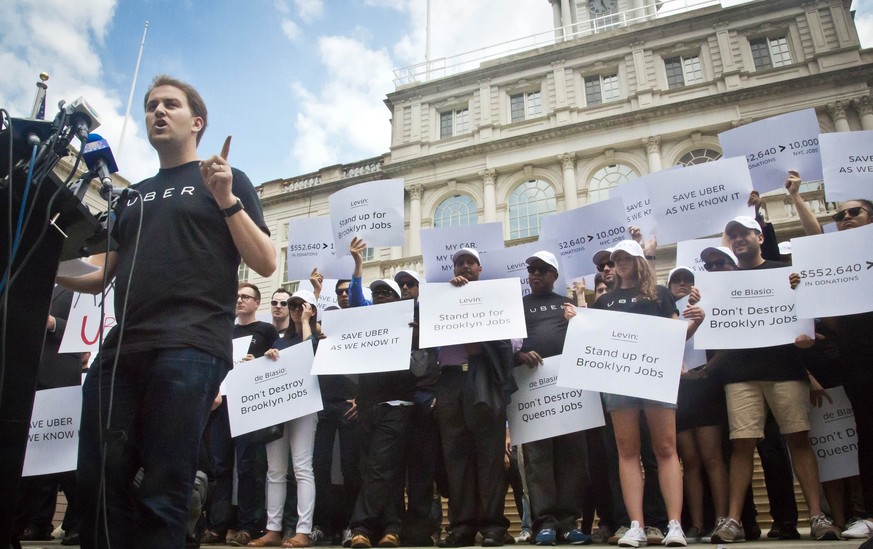 Uber ist umstritten. Bereits mehrmals haben Fahrer gegen das Unternehmen demonstriert. Hier am 30. Juni in New York City.&nbsp;