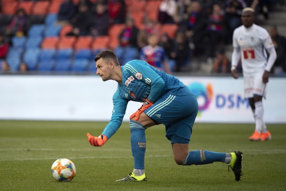 Basels Torhueter Martin Hansen im Fussball Meisterschaftsspiel der Super League zwischen dem FC Basel 1893 und dem FC Luzern im Stadion St. Jakob-Park in Basel, am Mittwoch, 15. Mai 2019. (KEYSTONE/Ge ...