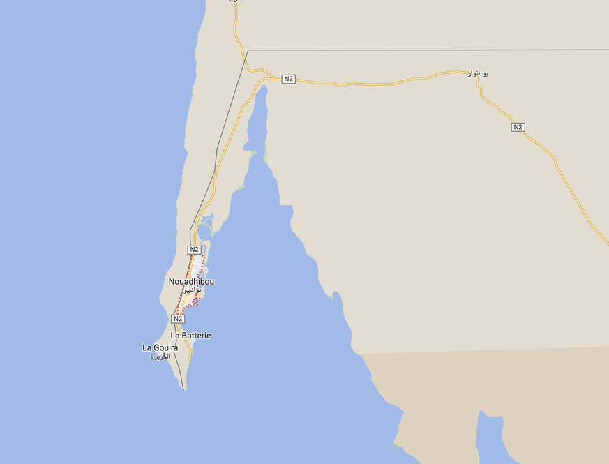 Specifically, the city is located on a peninsula on the West African Atlantic coast of Mauritania.