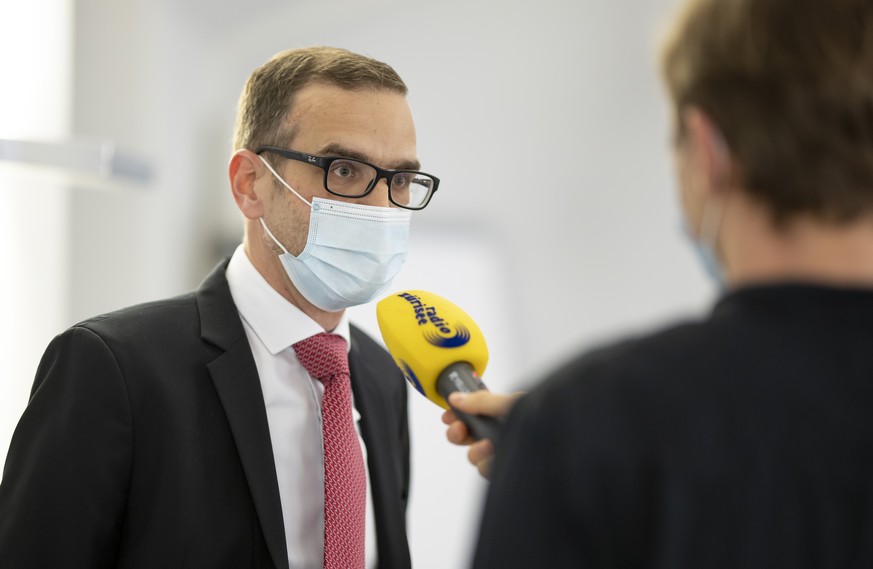 Markus Heer, SP, im Interview anlaesslich der Ersatzwahl in den Glarner Regierungsrat im Rathaus in Glarus, am Sonntag, 7. Maerz 2021. (KEYSTONE/Christian Merz)