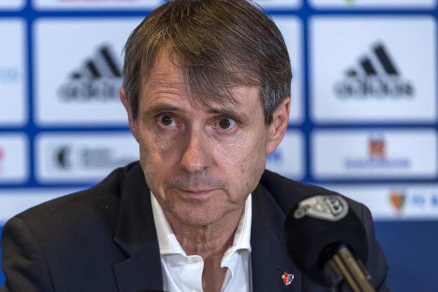 Praesident Bernhard Burgener bei der Vorstellung von Ciriaco Sforza als neuer Cheftrainer des FC Basel 1893 in Basel, am Donnerstag, 27. August 2020. (KEYSTONE/Georgios Kefalas)