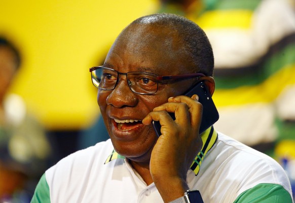 epa06521176 (FILE) - New ANC President Cyril Ramaphosa during the 54th ANC National Conference held at the NASREC Convention Centre, Johannesburg , South Africa, 18 December 2017 (reissued 13 February ...