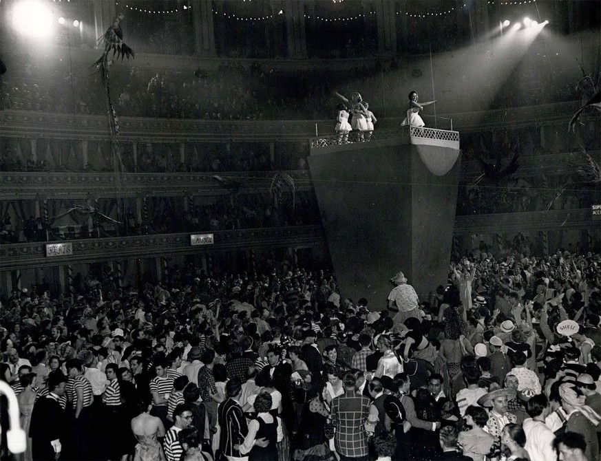 Jan. 01, 1957 - Chelsea Arts Ball....New Year s Eve At Royal Albert Hall: Photo shows General view as revelers dance the New Year in - at the Chelsea Arts Ball, Royal Albert Hall - last night. Glamoro ...