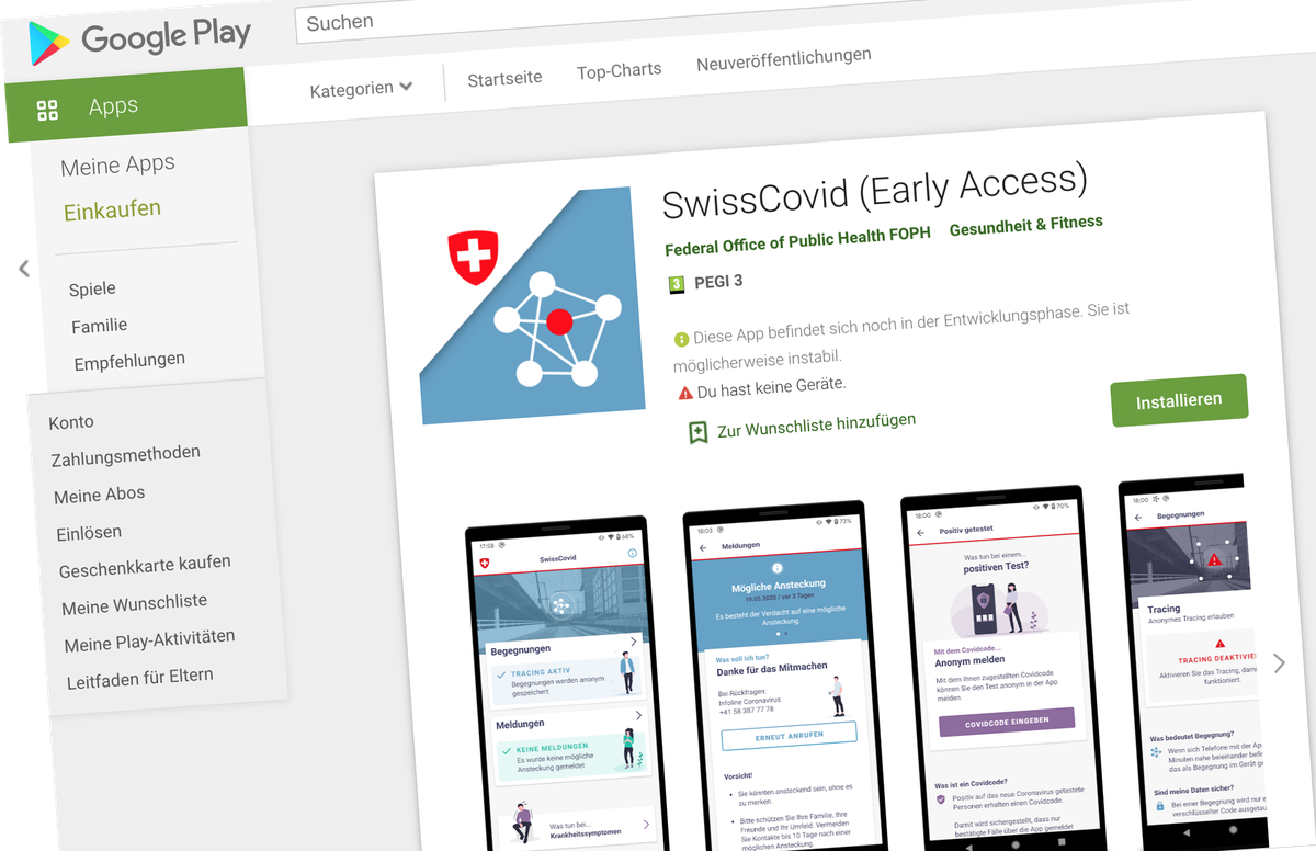 Die Schweizer Corona-Warn-App läuft bereits auf über 5000 Mobilgeräten...