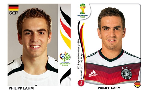 Philipp Lahm 2006 und 2014: Der Lausbub hat sich zur Stilikone gemausert. Deutliches Zeichen: Der DFB-typische Seitenscheitel à la Marco Reus und Toni Kroos.