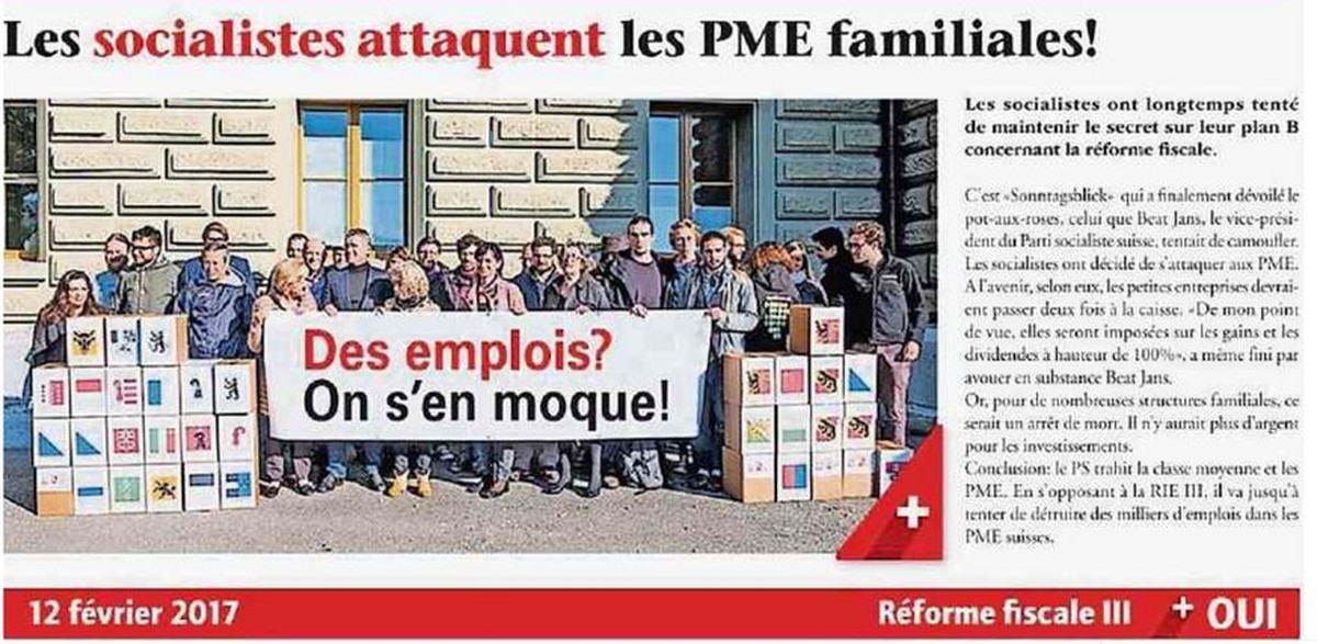 Diese Fotomontage des Schweizerischen Gewerbeverbandes stiess den Sozialdemokraten sauer auf.