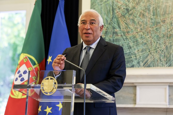 epa10962470 Portugal&#039;s Prime Minister Antonio Costa leaves after addressing the nation to announce he has submitted his resignation letter to the President of the Republic, at Sao Bento Palace in ...