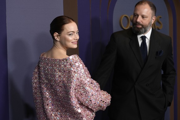 Emma Stone, left, and Yorgos Lanthimos arrive at the Governors Awards on Tuesday, Jan. 9, 2024, at the Dolby Ballroom in Los Angeles. (AP Photo/Chris Pizzello)
Emma Stone,Yorgos Lanthimos