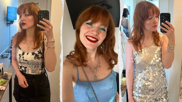 Meine Looks für drei der vier «Eras Tour»-Konzerte im Mai in Paris. Zu sehen: «Reputation» (links), «1989» (Mitte), «Folklore» (rechts).